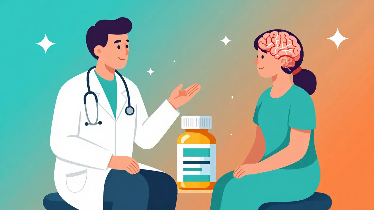 Doctor and patient discussing medication with consistent pill design