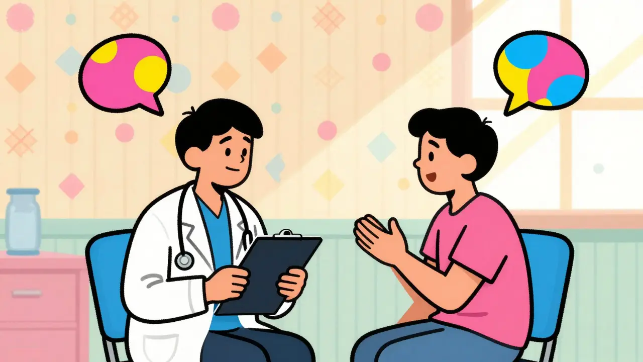 Doctor and patient having conversation during medical appointment